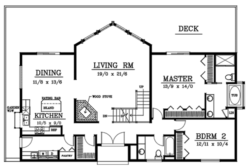 House Blueprint - Floor Plan - Main Floor for Contemporary House Plan #92-201 - 2 bed, 2 bath