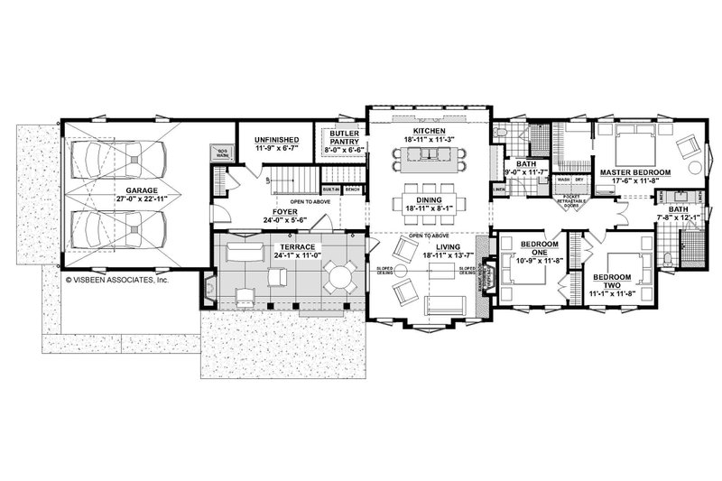 House Blueprint - Floor Plan - Main Floor for Contemporary House Plan #928-326 - 3 bed, 2 bath