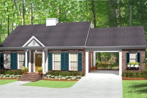 Southern Exterior - Front Elevation Plan #406-9619