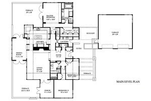 Floor Plan - Main Floor for Prairie House Plan #454-11 - 3 bed, 2.5 bath