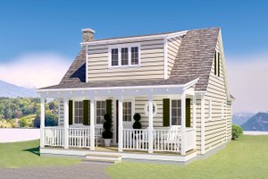 Exterior - Front Elevation 3 for Cottage House Plan #489-5 - 1 bed, 1 bath