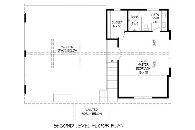 House Blueprint - Floor Plan - Upper Floor for Farmhouse House Plan #932-555 - 3 bed, 2 bath