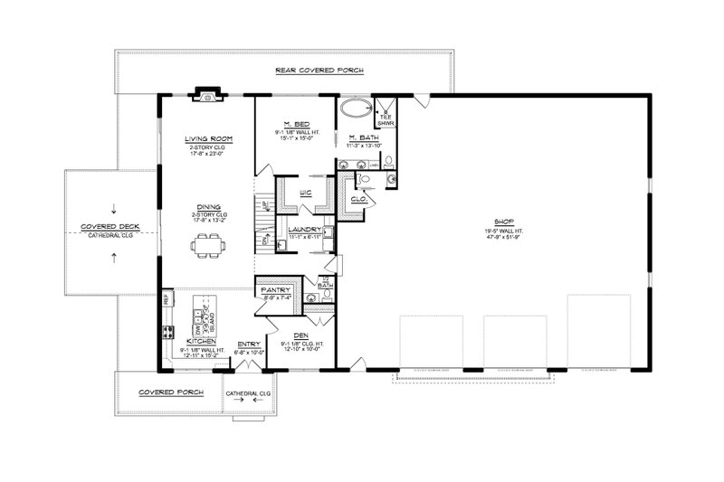 Architectural House Design - Floor Plan - Main Floor for Barndominium House Plan #1064-375 - 5 bed, 6 bath