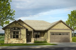 Ranch Exterior - Front Elevation Plan #124-1001