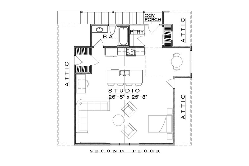 Architectural House Design - Floor Plan - Upper Floor for Farmhouse House Plan #935-26, 1 bath