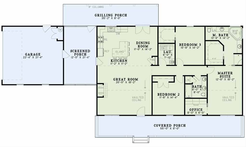 Country Style House Plan - 3 Beds 2 Baths 1800 Sq/Ft Plan #17-2612