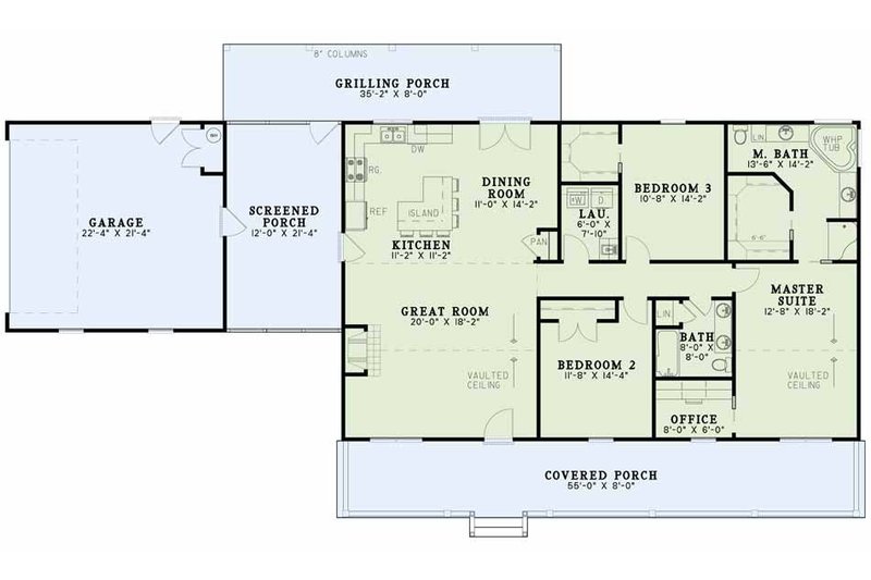 Architectural House Design - Floor Plan - Main Floor for Country House Plan #17-2612 - 3 bed, 2 bath