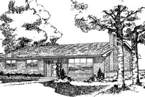 Exterior - Front Elevation for Ranch House Plan #47-438 - 3 bed, 2 bath
