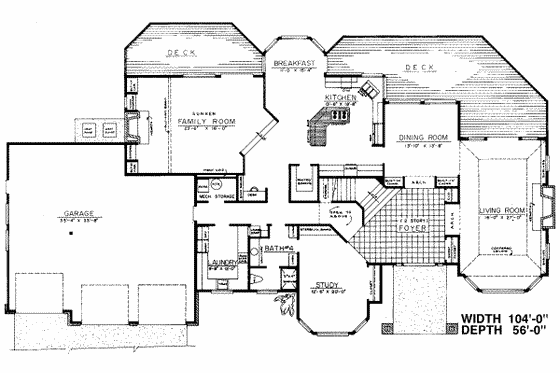 Floor Plan - Main Floor for Traditional House Plan #303-432 - 4 bed, 4 bath