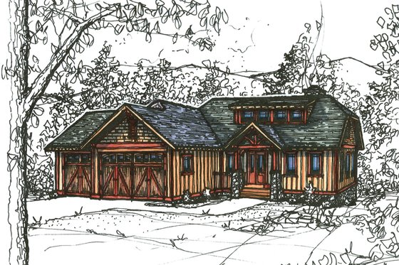Exterior - Front Elevation 3 for Craftsman House Plan #921-22 - 3 bed, 2.5 bath