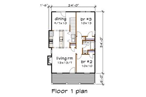 Floor Plan - Main Floor for Bungalow House Plan #79-141 - 3 bed, 2 bath