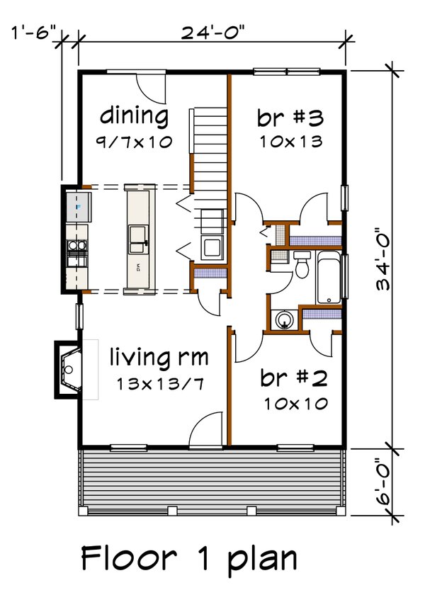 Home Plan - Cottage Floor Plan - Main Floor Plan #79-141