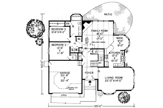 Floor Plan - Main Floor for Traditional House Plan #312-206 - 3 bed, 2 bath