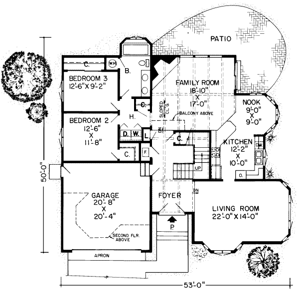 Floor Plan - Main Floor for Traditional House Plan #312-206 - 3 bed, 2 bath