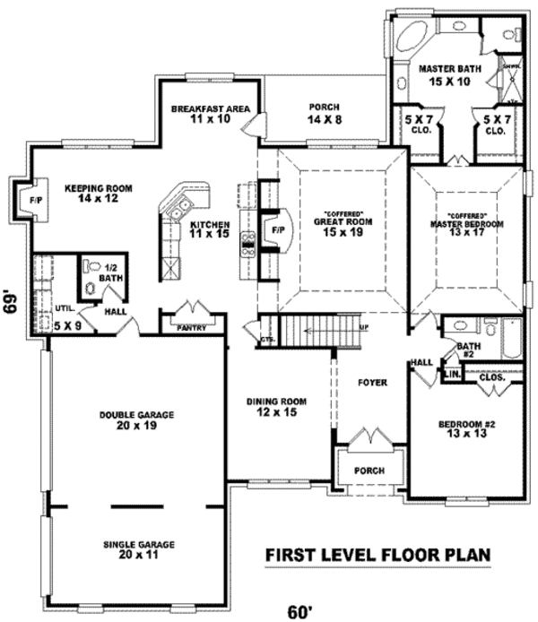 European Style House Plan - 4 Beds 3.5 Baths 3410 Sq/Ft Plan #81-1166 ...