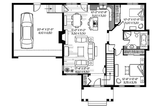 Floor Plan - Main Floor for Bungalow House Plan #23-2611 - 2 bed, 1 bath
