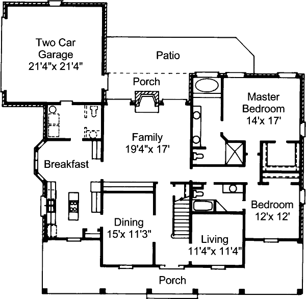 Dream House Plan - Southern Floor Plan - Main Floor Plan #37-124