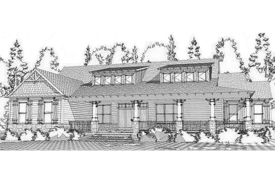 Exterior - Rear Elevation for Craftsman House Plan #63-371 - 4 bed, 3 bath