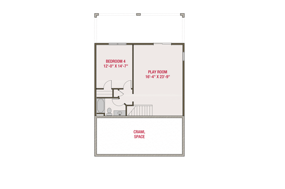 Floor Plan - Lower Floor for Bungalow House Plan #461-91 - 4 bed, 3.5 bath
