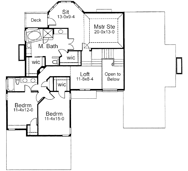Traditional Floor Plan - Upper Floor Plan #120-103