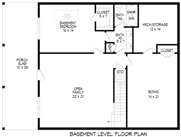 Prairie Floor Plan - Lower Floor Plan #932-1008