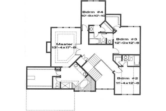 Floor Plan - Upper Floor for Traditional House Plan #6-103 - 4 bed, 2.5 bath