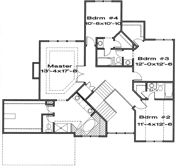 Traditional Floor Plan - Upper Floor Plan #6-103