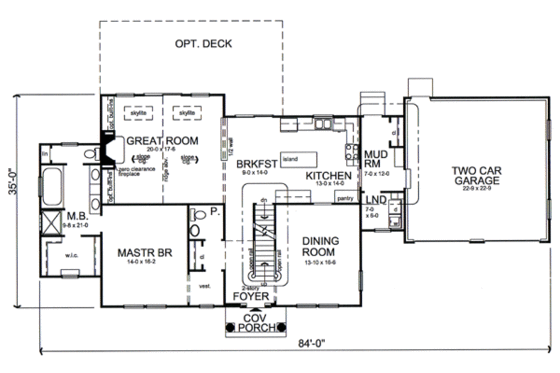 Floor Plan - Main Floor for Farmhouse House Plan #312-585 - 3 bed, 2.5 bath
