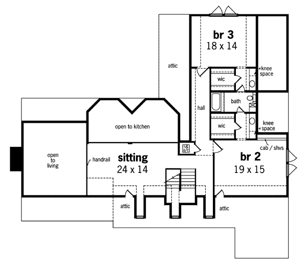 Traditional Floor Plan - Upper Floor Plan #45-172