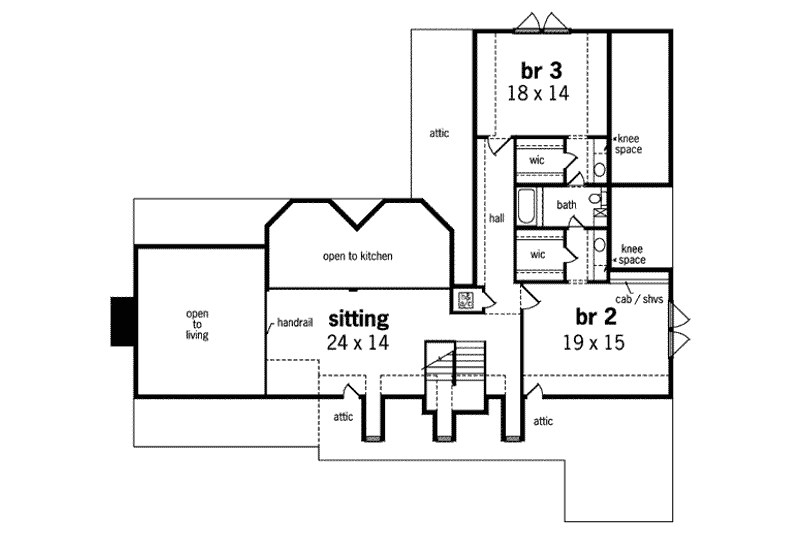 Home Plan - Floor Plan - Upper Floor for Traditional House Plan #45-172 - 3 bed, 2.5 bath