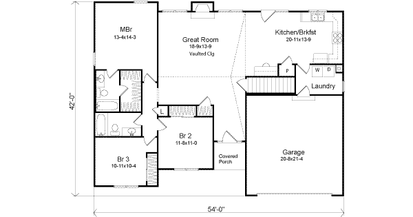 Architectural House Design - Traditional Floor Plan - Main Floor Plan #22-465