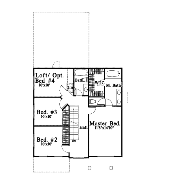 Traditional Floor Plan - Upper Floor Plan #78-216