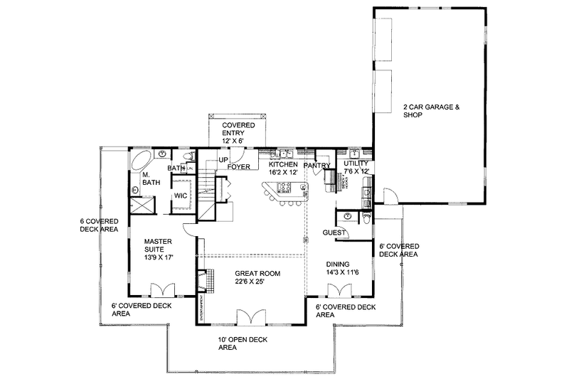 Home Plan - Floor Plan - Main Floor for Cabin House Plan #117-787 - 3 bed, 2.5 bath