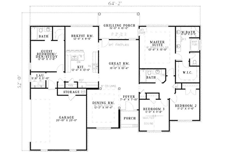 Home Plan - Floor Plan - Main Floor for Traditional House Plan #17-609 - 4 bed, 3 bath