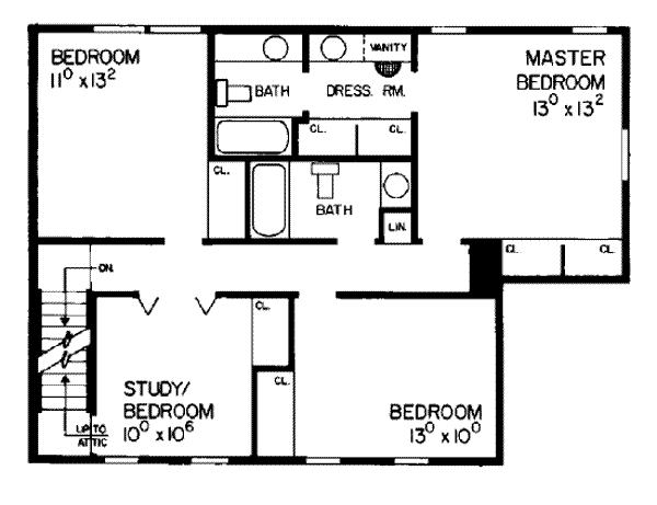 Architectural House Design - Country Floor Plan - Upper Floor Plan #72-307