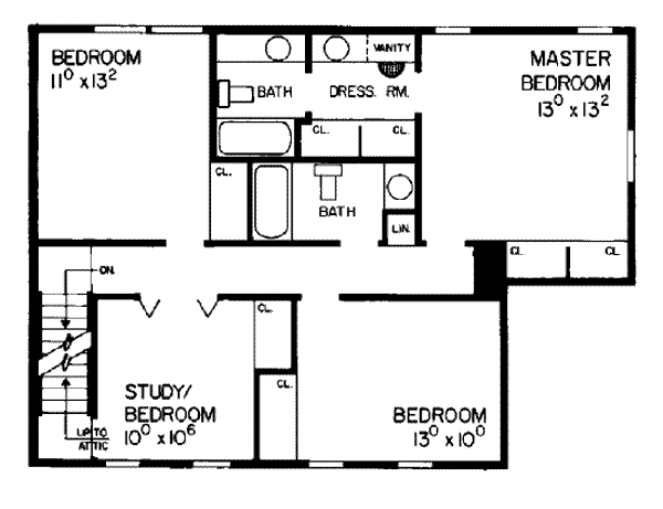 Country Floor Plan - Upper Floor Plan #72-307