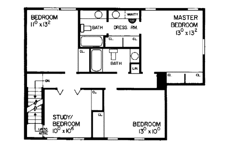 Home Plan - Floor Plan - Upper Floor for Country House Plan #72-307 - 4 bed, 3 bath