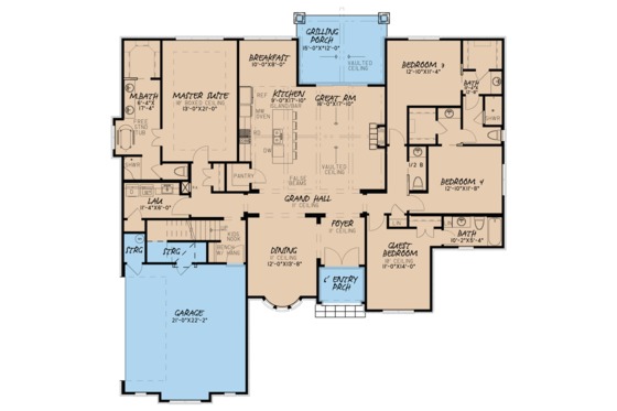 Floor Plan - Main Floor for European House Plan #923-60 - 4 bed, 3.5 bath