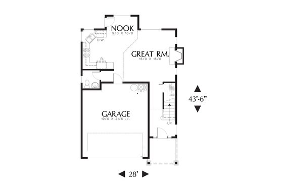 Floor Plan - Main Floor for Traditional House Plan #48-516 - 4 bed, 2.5 bath
