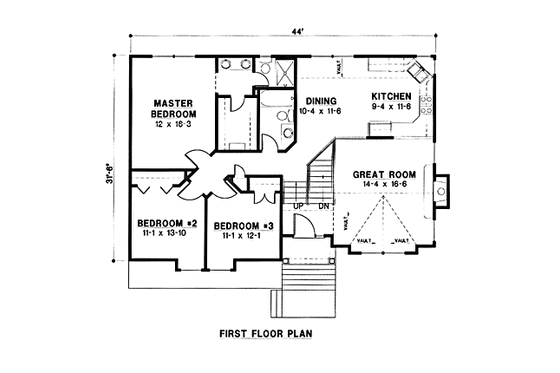 Floor Plan - Main Floor for Traditional House Plan #67-146 - 3 bed, 2 bath