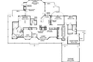 Floor Plan - Main Floor for Ranch House Plan #60-412 - 4 bed, 3 bath