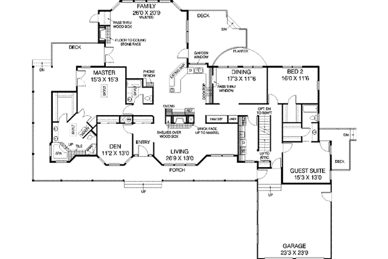 Home Plan - Floor Plan - Main Floor for Ranch House Plan #60-412 - 4 bed, 3 bath