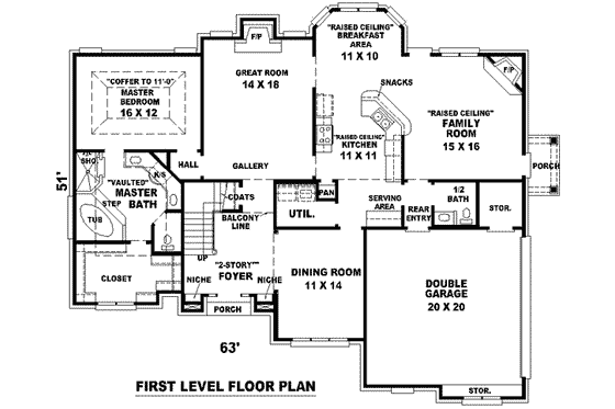 Floor Plan - Main Floor for European House Plan #81-1008 - 3 bed, 2.5 bath