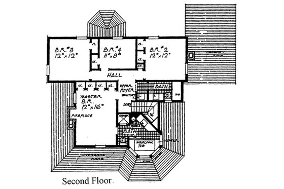 Floor Plan - Upper Floor for Victorian House Plan #315-105 - 4 bed, 2.5 bath