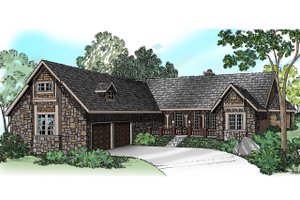 Ranch Exterior - Front Elevation Plan #124-383