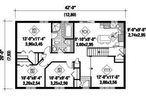 Floor Plan - Main Floor for Country House Plan #25-4838 - 3 bed, 1 bath