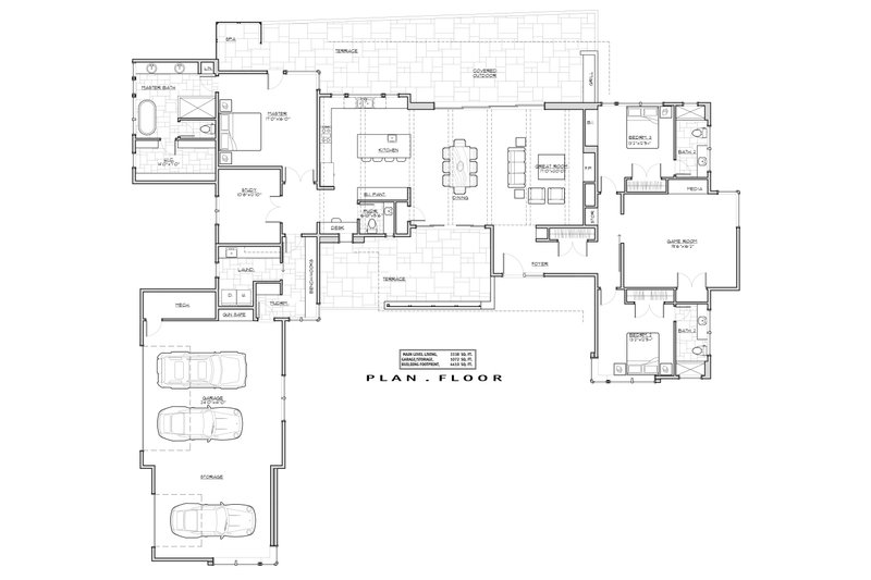Architectural House Design - Floor Plan - Main Floor for Traditional House Plan #892-25 - 3 bed, 3.5 bath