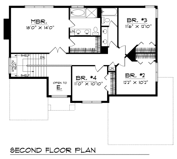 Dream House Plan - Traditional Floor Plan - Upper Floor Plan #70-387