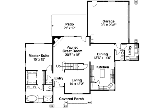 Floor Plan - Main Floor for Traditional House Plan #124-596 - 3 bed, 2.5 bath