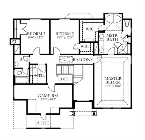House Plan Design - Traditional Floor Plan - Upper Floor Plan #80-147